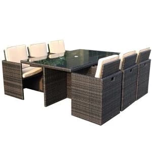 Charles Bentley 6-Seater Rattan Dining Set - Brown
