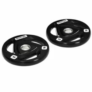 Sportnow Olympic Weight Plates For 2'' Barbell Bar With Tri Grips, 2 X 10Kg