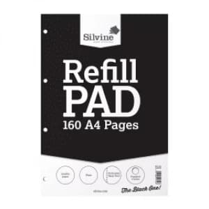 Silvine A4 Plain Refill Pad, Headbound, Perforated & Punched 160 Pages
