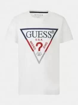Guess H1RJ05-K8HM0-TWHT boys's Childrens T shirt in White. Sizes available:8 ans,10 ans,12 ans,14 ans