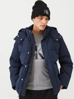 Calvin Klein Mid Length Mock Down Jacket - Navy Blue