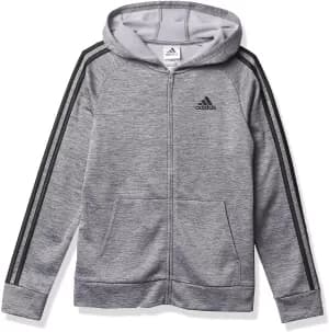 Boys, adidas Fleece Hooded Jacket, Green, Size 18-24 Months