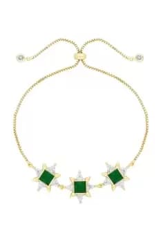 Gold Plated And Emerald Cubic Zirconia Toggle Bracelet