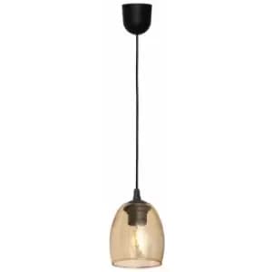 Helam Brillant Dome Pendant Ceiling Light Black, Amber 1.15cm