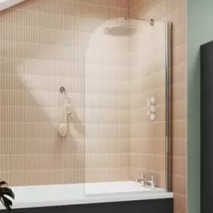 Pacific Polished Chrome Profile Round Top Hinged Bath Screen 1430mm h x 785mm w - 6mm Glass - Nuie