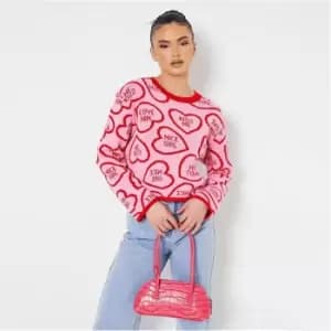 I Saw It First Petite Love Heart Knitted Jumper - Pink