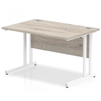 Trexus Rectangular Desk White Cantilever Leg 1200x800mm Grey Oak Ref