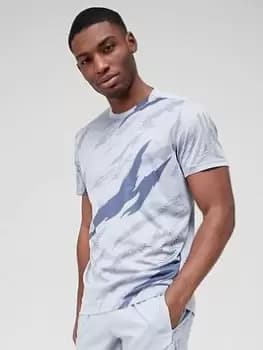 adidas Own The Run Tiger Camo T-Shirt - Grey/Navy Size M Men