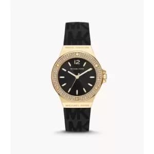 Michael Kors Womens Mini-Lennox Three-Hand Silicone Watch - Black