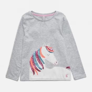 Joules Girls Ava Long Sleeved T-Shirt - Grey - 4 Years