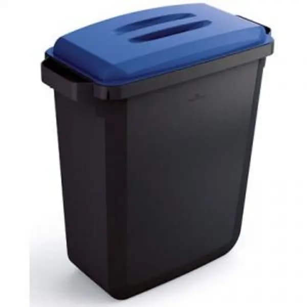 Durable DURABIN ECO Recycled Black Rectangular Recycling Bin Blue Lid DRBEVEH2023024