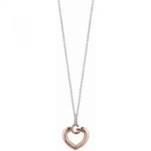Ladies Guess Two-Tone Steel and Rose Plate Gisele Bold G Heart Nacklace