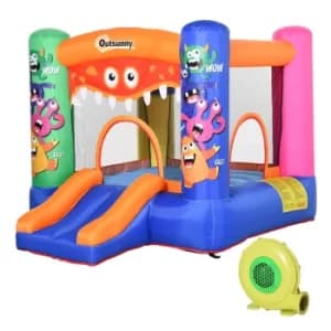 Outsunny Kids Garden Bouncy Castle with Monsters, none