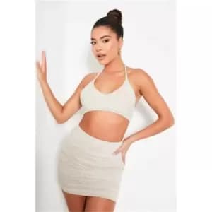 I Saw It First Stone Marl Knitted Bralet Co-Ord - Brown