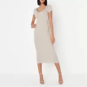 Missguided Sweetheart Neck Midaxi Dress - Brown
