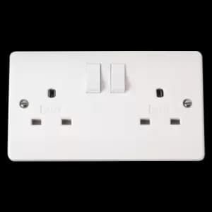 Click Scolmore Mode 13A 2 Gang Non Standard Plug Socket Polar White - CMA936
