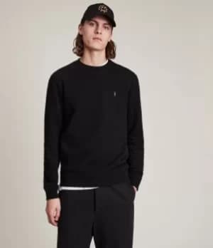 AllSaints Mens Cotton Slim Fit Raven Sweatshirt, Black, Size: L
