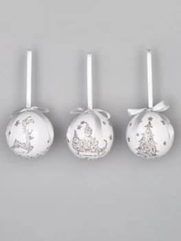 Festive Festive Decoupage Baubles ; Set Of 14