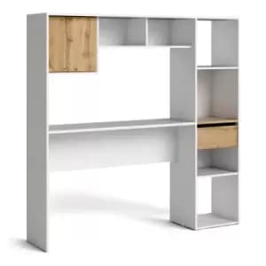 Function Plus Multi Desk In White And Wotan Light Oak Effect