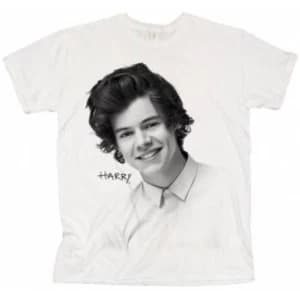 One Direction Harry Solo B&W Ladies White T Shirt: X Large