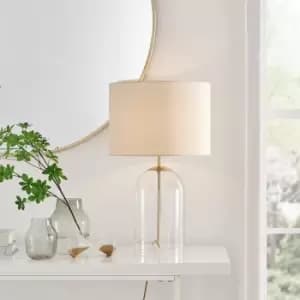 Nora Energy Efficient Clear Glass & Coloured Shade Table Lamp Light (Including Bulb)