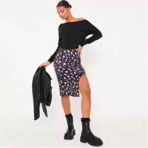 I Saw It First Splodge Print Midi Skirt - Black