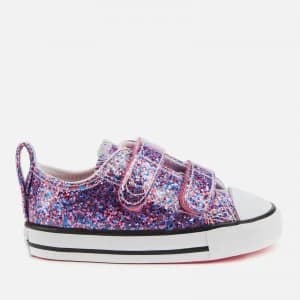 Converse Toddlers Chuck Taylor All Star Glitter Ox Velcro Trainers - Bold Pink - UK 5 Toddler