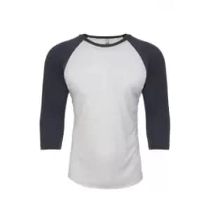 Next Level Adults Unisex Tri-Blend 3/4 Sleeve Raglan T-Shirt (L) (Indigo/Heather White)