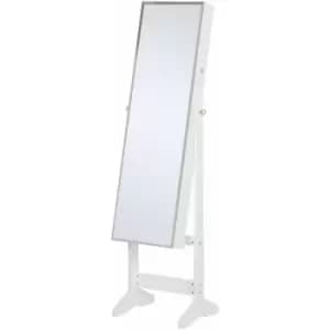 Homcom - Lockable Jewellery Storage Mirror Armoire Freestanding Adjustable White