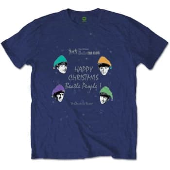 The Beatles - Happy Christmas Unisex Large T-Shirt - Blue