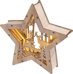 ST Helens H&G Wooden Light Up Star Festive Scene