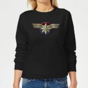 Captain Marvel Chest Emblem Womens Sweatshirt - Black