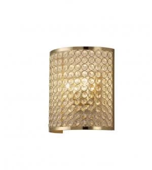 Wall Lamp Rectangle 2 Light French Gold, Crystal