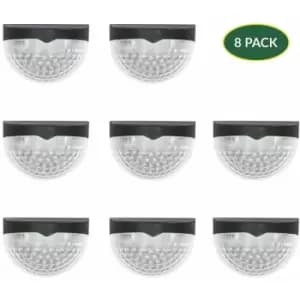 Decorative Fence Lights / Solar Powered / 4 and 8 Pack / Wall Mounted Bright White LEDs / Easy Installation / IP44 Weatherproof (Bright White, 8