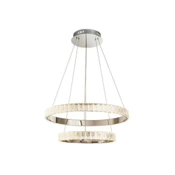 Endon Lighting Celeste - Integrated LED Pendant Clear Crystal (K5) Glass & Chrome Effect Plate 2 Light Dimmable IP20