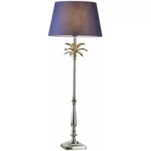 Table Lamp Polished Nickel Plate & Navy Cotton 60W E27 gls Base & Shade