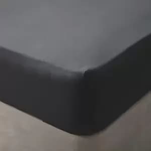 Belledorm Brushed Cotton Fitted Sheet (Kingsize) (Charcoal) - Charcoal