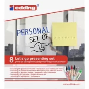 Edding 4-BTWPRES e-BTW Whiteboard marker set Black, White, Blue, Red, Silver 8 pcs/pack