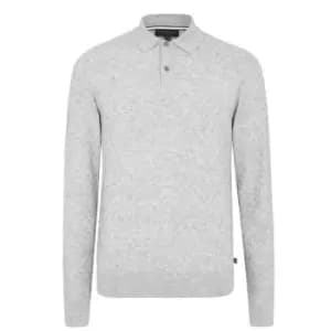 Ted Baker Long Sleeve Polo Shirt Mens - Grey