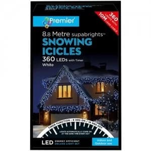 Premier Decorations 360 LED Snowing Icicle Lights - White