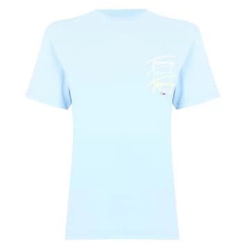 Tommy Jeans Repeat Script T Shirt - C1J LIGHT Blue