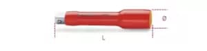 Beta Tools 920 MQ/21 VDE 1000V Insulated 1/2" Dr Extension Bar L: 135mm Ø: 28mm
