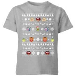 Muppets Pattern Kids Christmas T-Shirt - Grey - 11-12 Years