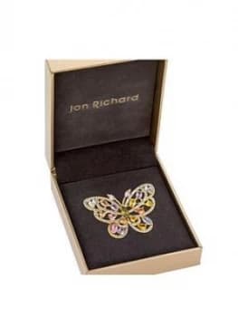 Jon Richard Gold Plate Multi Coloured Cubic Zirconia Butterfly