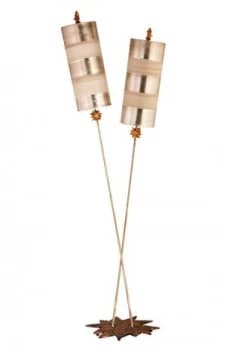 2 Light Floor Lamp Silver, Beige, E27