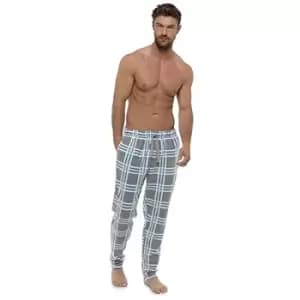 Foxbury Mens Check Fleece Lounge Pants (M) (Grey)