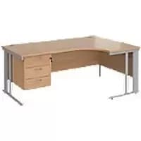 Dams International Right Hand Ergonomic Desk MCM18ERP3SB 1,800 x 1,200 x 725 mm