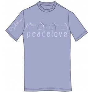 John Lennon Tee Shirt: Peace & Love Light Blue: Large