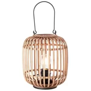 Mathias Complete Table Lamp, Natural Bamboo, Plywood, Matt Black Paint - Endon