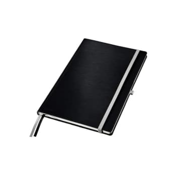 Style Notebook A4 Ruled with Hardcover 80 Sheets. with Fastener, Pen Holder and Inside Pockets Satin Black - Outer Carton of 5